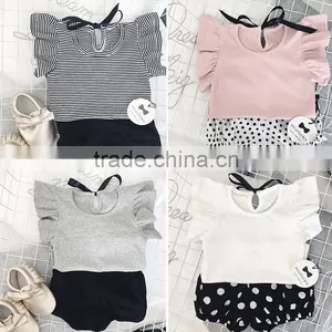 0-6 Years 2017 Wholesale Cotton Summer Sleeves Bow Baby Girls Blouses (pick Size Color) thumbnail-2