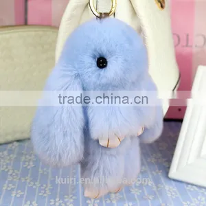 Genuine Rex Rabbit Furs Keychain Pendant Bag Car Charm Tag Cute Mini Rabbit Toy Doll Real Fur Monster Keychains 18cm thumbnail-4