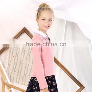 S32508W Baby Girls Sweaters 2017 New Brand Children's Clothing Woolen Lapel Girls Sweater thumbnail-3