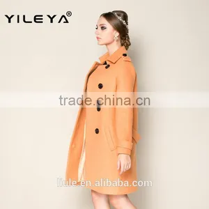 Latest 2015 Thick Warm Lovely Pink Women Office Coat With Double Breasted Design thumbnail-6