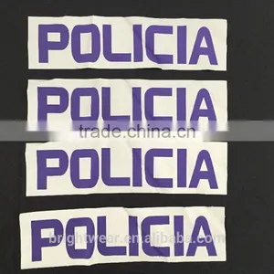 Relfective Policia With Blue Printing Reflective Letter be Heated on Vest for Spain Market thumbnail-4