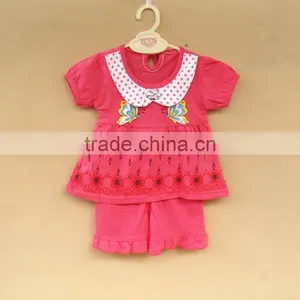 Wholesale Summer Cotton Printing Girls Kids t Shirt With Pants Set thumbnail-1