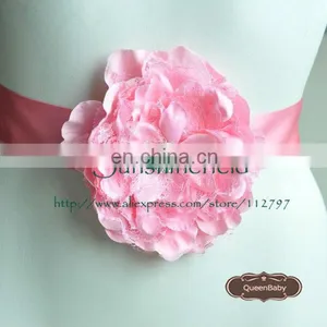 Laced Peony Flower Sash Belt For Kids QueenBaby thumbnail-2
