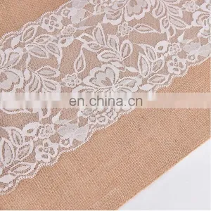 Decorated Lace Burlap Christmas Table Runner thumbnail-1