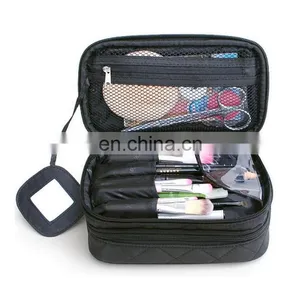 Cosmetic Makeup Bag Double Layer Travel Toiletry Bag Organizer With Mirror thumbnail-1