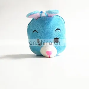 Blue Rabbit Animal Head With Shopping Bag Plush Toy Keychain thumbnail-4