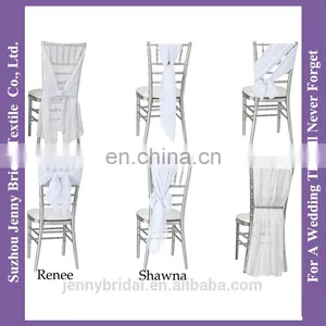 C389C Cheap White Chair Covers Chiffon Chair Sash thumbnail-1