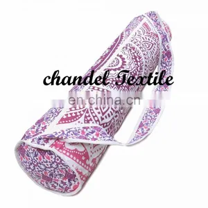 Handmade Mandala Ombre Cotton Yoga Mat Bag With Shoulder Strap(Pink) Mandala-Cotton-Yoga-Mat-Bag Purse Yoga Mandala Bag Mat thumbnail-1