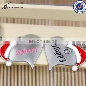 NEW DESIGN COUPLE CHRISTMAS GIFT SANTA HAT KEYCHAIN HEART thumbnail-1