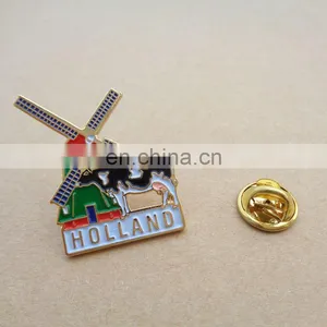 Holland Pasture Design Willmill and Cattle Image Soft Enamel Customized Special Deisgn Metal Badge thumbnail-2