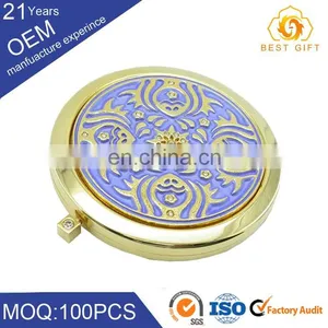 Custom Metal Small Round Shape Metal Pocket Mirror With Logo thumbnail-1