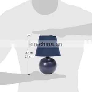 Navy Blue Ball Shape Ceramic Base Custom Nordic Table Decoration Cheap Ceramic Lamps for Hotel Home Bedside thumbnail-4