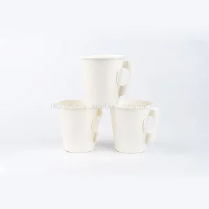 Pack of 50 Disposable Espresso 4oz Paper Cups With Handle Cream Color thumbnail-2
