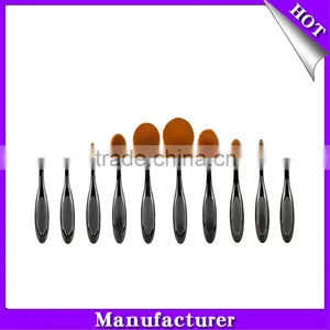 Tooth Shape Powder Foundation Brush/Oval Makeup Brushes With Rubber Handle/Metal Make up Brush thumbnail-1