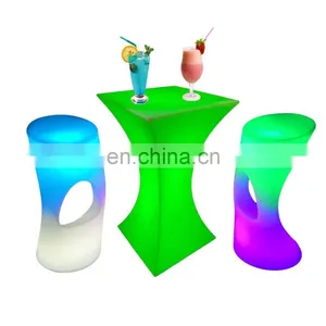 Mesas y Sillas Discoteca Plastic Cocktail Tables High Party Stool Rechargeable Led High Table Bar Stools thumbnail-1