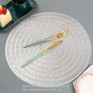 38 cm Round Shaped Rose Gold Silver Colored Non Slip Dining Table Place Mat thumbnail-2