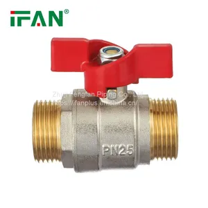 IFAN Heat Resistant PN25 Male Threaded Butterfly Brass Ball Valve Cw617N Brass Water Valve thumbnail-1