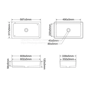 Modern Style 24-inch 61 cm Bathroom Matte Black Ceramic Vessel Sink Countertop Rectangle Matte Black Wash Basin thumbnail-4