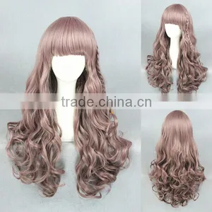 Wholesale 65CM Medium Light Brown Curly Wave Lolita Women Fashion Synthetic Hair Wig thumbnail-1