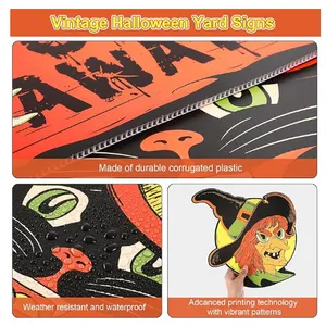 Wholesale 8PCS Halloween Yard Signs – Vintage Corrugated Plastic Lawn Decorations With Stakes | Witch thumbnail-4