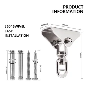 Heavy Duty Stainless Steel 360 Rotate Swivel EYE Swing Hangers Hook Ceiling Wall Hanging Kit for Hammock Yoga Boxing thumbnail-2