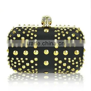 Factory Sell Most Popular Wholesale Designer Skull Studs Evening Clutch Bag thumbnail-1