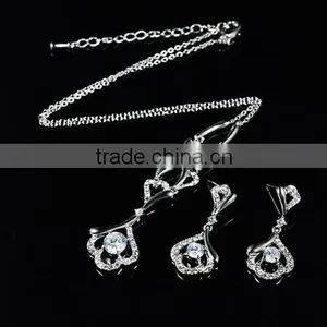 Fashion Elegant Crystal Shaped Necklace Earring Jewelry Set thumbnail-4