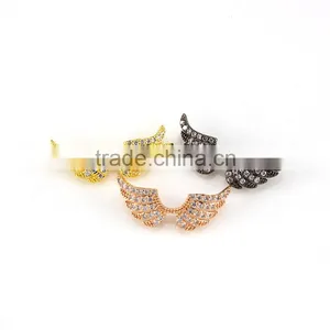 CZ6623 Mirco cz Pave Wing Bracelet Charm Connector,charms for Bracelet Making thumbnail-1