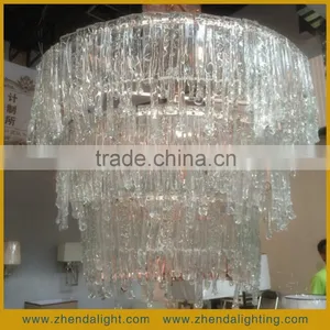 Ingenious Translucent Clear Round Handmade Blown Glass Ice Flow Shape Pendent Chandelier thumbnail-5