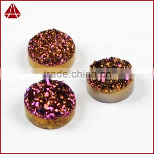 Cheap 10mm Round Purple Mauve Druzy Stones Cabochon Flat Back From Manufacture thumbnail-1