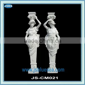 White Marble Woman Statue Column thumbnail-1