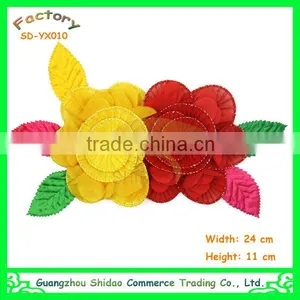Garments Accessories Full Colour Chiffon Flower Fabric Applique Wholesale for Clothes SDYX010 thumbnail-1