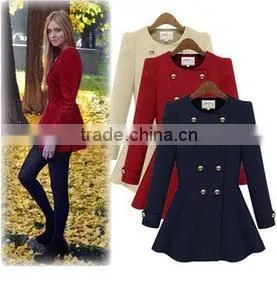 Fashion Womens Slim Thicken Lapel Purple Jackets Winter Warm Long Wool Overcoats thumbnail-1