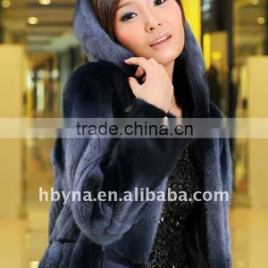 Blending Color Between Blue and Black Fashion Exotic Fur Coats for Women thumbnail-1
