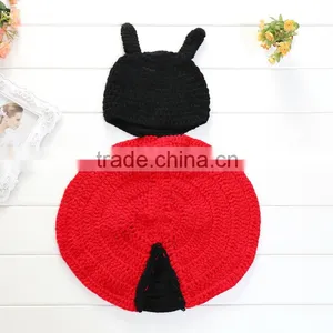 Cute Ladybird Newborn Baby Bloomer And Hat,Crochet Baby Photo Costume thumbnail-2