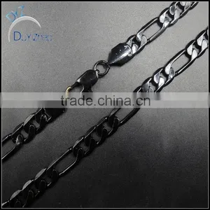 Hip Hop Black Metal Figaro Link Chains Necklace thumbnail-1