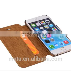 Wood Texture Design PU Leather Case With Card Slot For Iphone 6 thumbnail-5