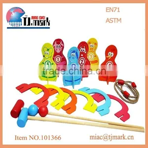 Kindergarten Game 2 in 1 Animal Croquet Set/rope Ring Toss Kids Sport Toy thumbnail-1