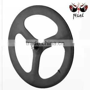 OEM Tri Spoke Fibre Carbon Track Bike Wheelset Clincher 700c/19mm thumbnail-1