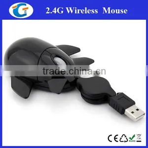 Aeroplane Shaped Wired Optical Mouse With Retractable Cable thumbnail-1