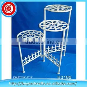 Newest Elegant 3-tier Quadrate Garden Wrought Iron Flower Pot Stand thumbnail-1
