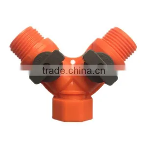 Plastic Colourful 2-Way Hose Splitter With Shut-off thumbnail-1