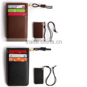 Black Faux Leather Business ID Credit Card Badge Holder With Card Pocket thumbnail-2