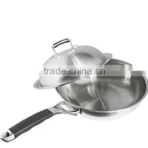 High Quality 3 Layers Stainless Steel Chinese No- Stick Der Wok/frying Pan thumbnail-2