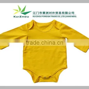 Cotton Spandex Plain Yellow Baby Rompers thumbnail-1