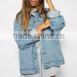2016 Custom Made Clothing Manufacturers Women's Denim Jacket Quality Choice thumbnail-3