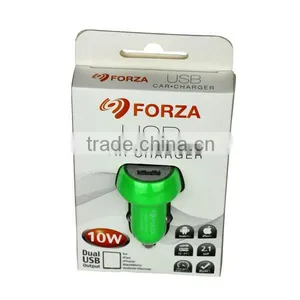 FORZA 5.0V/2.1A Dual USB Car Charger With Clamshell Packaging thumbnail-5