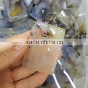 Rectangle-shaped Polished Agate Stone Slab Pendants thumbnail-1