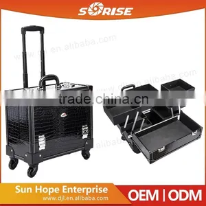 Factory Supply Pvc Black Crocodile Artist Carry Cosmetic Case thumbnail-1