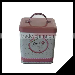 Square New Design Customized Biscuit Metal Tin Box With Handle thumbnail-1